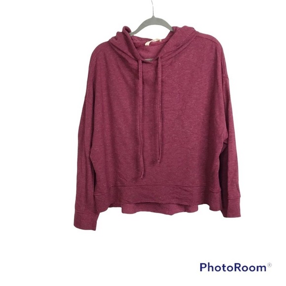 Elan Burgundy drawstring hoodie sweatshirt wide long sleeves size L NWT - Picture 1 of 5